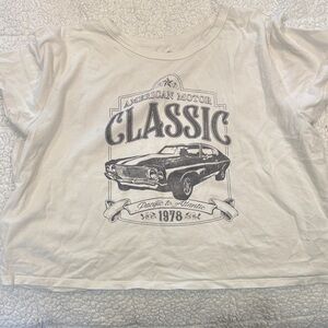 Hollister White Classic Car Graphic Crop Top